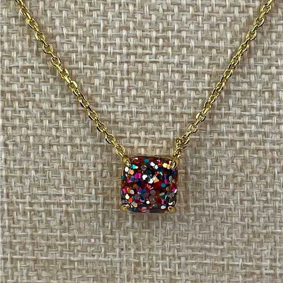 Kate Spade New York Mini Square Multi-Glitter Pendant Necklace - Picture 2 of 4